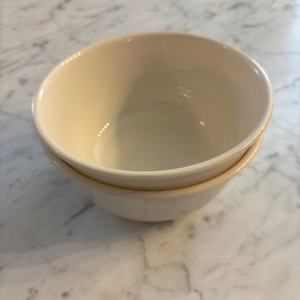 Corelle by Corning Deep Soup Bowls Set of 2 Almond Cream Vitrelle Glass USA